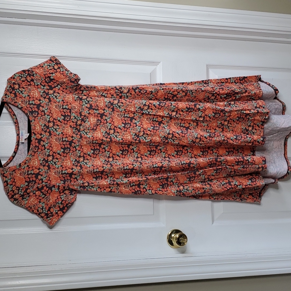 Women's LLR Carly High Low Swing Dress XS floral coral and mint